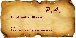 Prohaska Abony névjegykártya